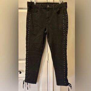 American Eagle Outfitters Black Lace-Up Skinny Jeans NWOT